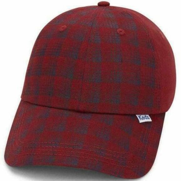Womens Baseball Hat Keds Red Plaid Adjustable Back Strap Twill Cap Cotton - Picture 1 of 2